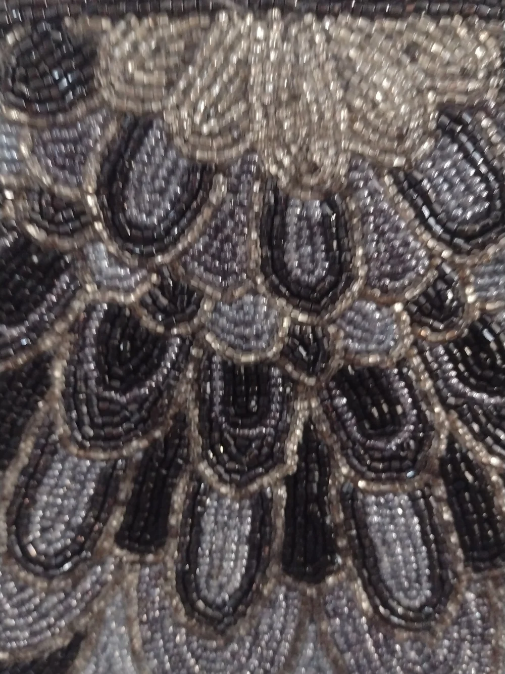 Beaded Black & Silver Evening Clutch Bag